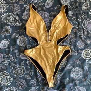 Gold bikini one piece